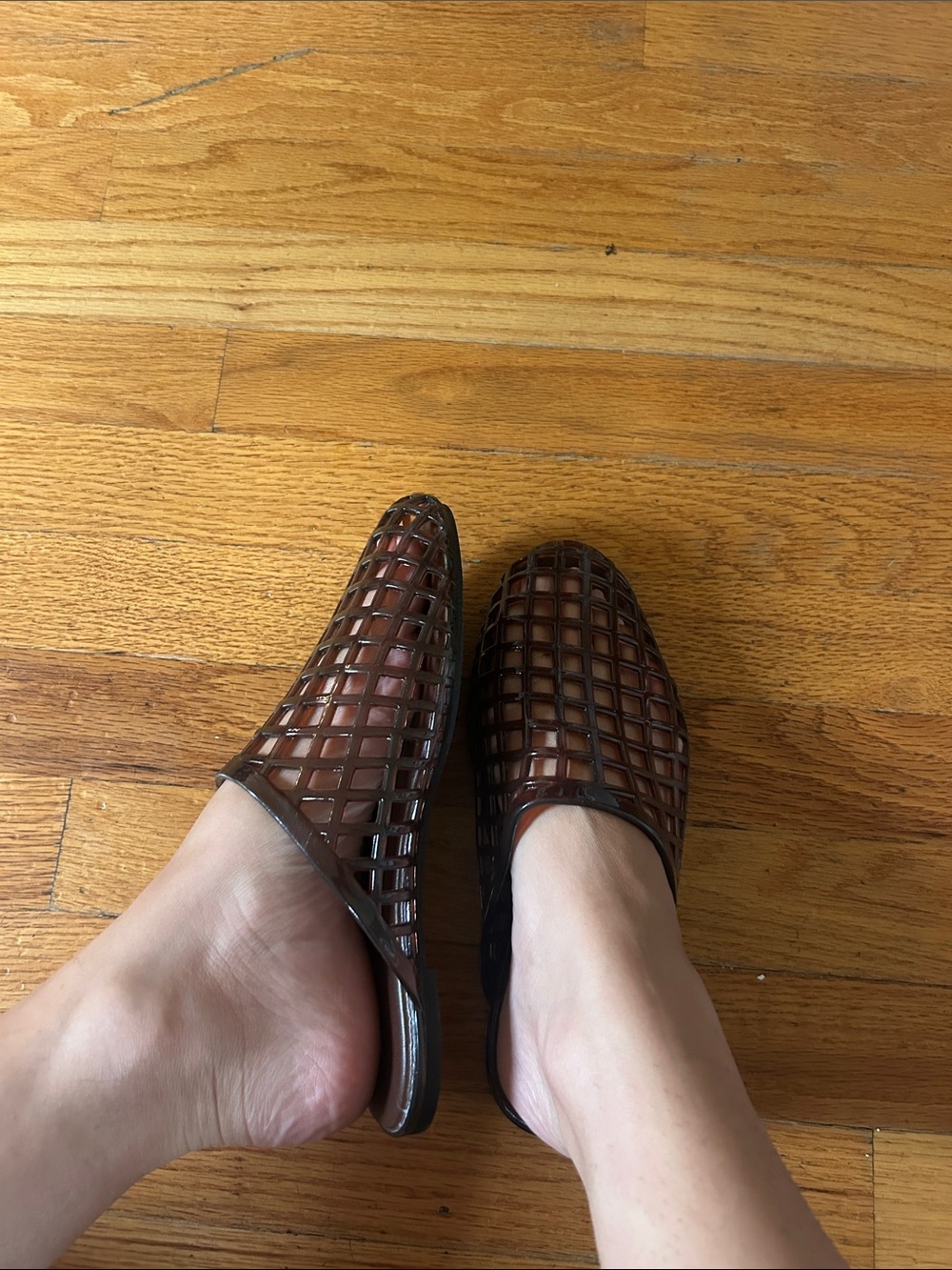 Brown Woven Slip-On Mules